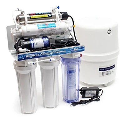 Image de Naturewater Système osmose inverse 6 étapes (RO) 510 x 380 185 mm 180 l/jour avec lumière UV et pompe de surpression Filtre charbon actif sédiments Eau potable
