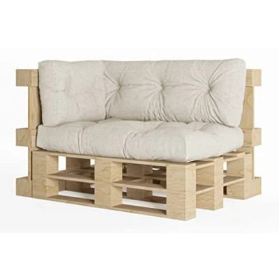 Image de chilly pilley Coussin De Palette EU Flocons Mousse pour Meublespalette Dossier Canapé Siège Latéral Ensemble Coussins Nombreuses (3er Set Elfenbein)