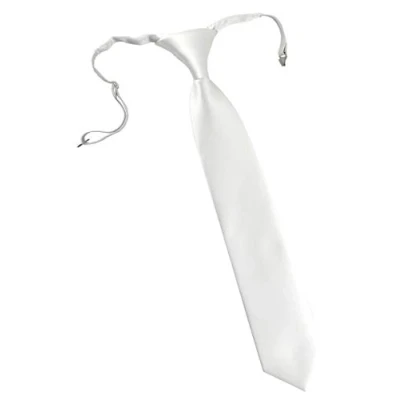 Image de TigerTie Designer Security Cravate de sécurité, en couleur unie, pré nouée avec élastique, Blanc., Taille Unique
