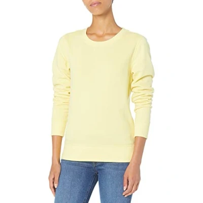 Image de Amazon Essentials Sweatshirt Col Rond en Molleton Éponge (Grandes Tailles Disponibles) Femme, Jaune Clair, L