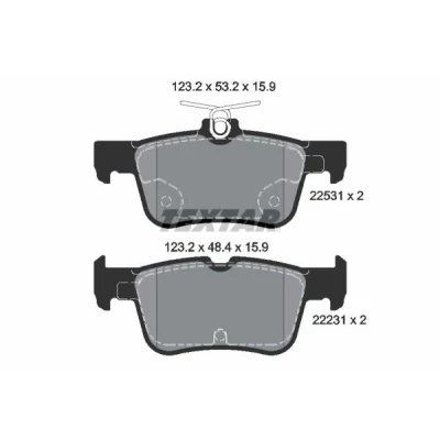 Image de TEXTAR 2253101 Jeu de plaquettes frein non préparé pour indicateur d&#039;usure FORD: KUGA 2, S Max Mk2, Mondeo 5, FORD USA: Edge Mk2