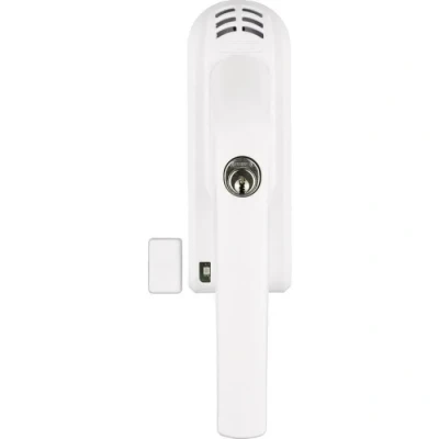 Image de ABUS, Poignée de fenêtre verrouillable ABUS FG300A bouton avec cylindre pression et fonction d&#039;alarme, verrouillage différent niveau sécurité Blanc