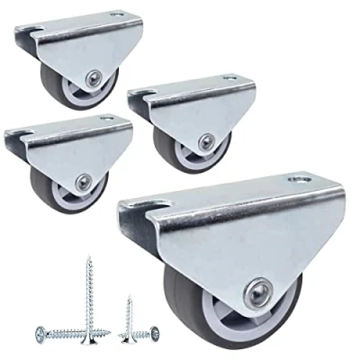Image de SKIR&#039;CO Lot de 4 petites Roulettes pour meubles 30 mm en caoutchouc Non pivotantes fixes à sens unique Vis incluses
