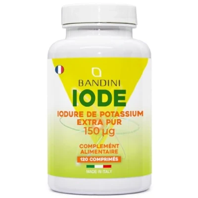 Image de Bandini® IODURE de POTASSIUM 120 comprimés Iode EXTRA PUR Haute Dose 150 mcg par pastille, Facilement Ingérables Complément Alimentaire avec KI, Dosage élevé, 100% Vegan, GMP, Sans OGM