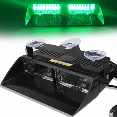 Image de Balise Feu de Détresse Vert 16 LED Application la Loi Lumière Avertissement Stroboscope Clignotant Lampe D&#039;urgence avec ventouse 12V Pour le toit/le tableau bord/le pare brise internes