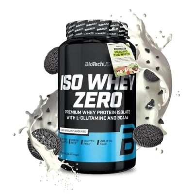 Image de BioTechUSA Iso Whey Zero Premium Protein Isolate Grass Fed Enzyme Free Sugar and Gluten free, 908 g, Black biscuit