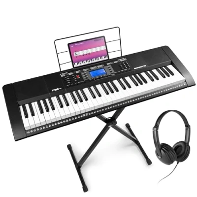 Image de Max Rhapdosy61M Clavier Électronique 61 Touches Semi Lourdes, avec casque audio et stand Module MP3 / MIDI