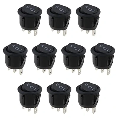 Image de YINETTECH 10pcs Iterrupteur à Bascule SPDT AC 10A/125V 6A/250V 3 Broches Positions on/Off/on Snap in Voiture Interrupteur Rond pour Bateau Moto Distributeur d&#039;eau