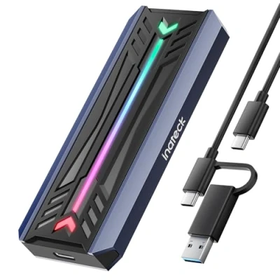 Image de Inateck Boîtier SSD M.2 NVMe SATA avec RGB, USB 3.2, 10 Gbps Prise en Charge UASP Trim pour 2230 2242 2260 2280(M M&amp;B Key)