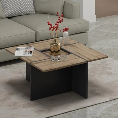 Image de HOMIDEA Silva Table basse de salon moderne d&#039;appoint au design tendance (chêne/anthracite)