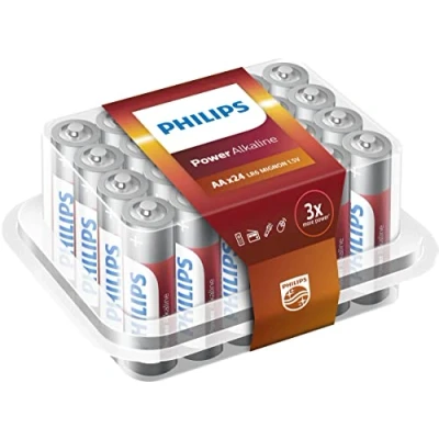 Image de Philips LR6P24P Power Alkaline Alcaline 1.5 V Pile Non Rechargeable Piles (Alcalino, Cilíndrico, 1,5 V, 24 pièce (s), AA, CD (Cadmium), HG (Mercure), PB (Plomb))