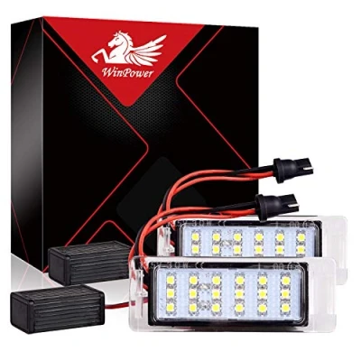 Image de WinPower LED plaque d&#039;immatriculation ampoule arrière numéro feux lampes SMD 6000K blanc sans erreur pour Camaro Cruze etc., 2 Pièces