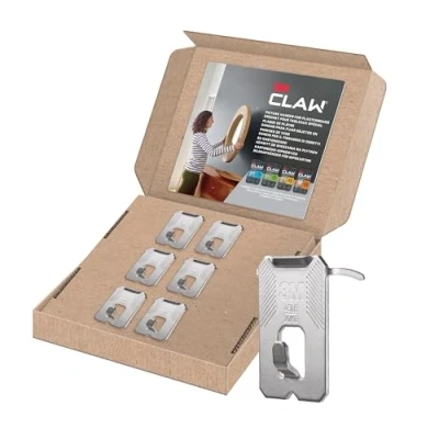 Image de 3M CLAW Crochets Pour Accrocher des Tableaux Sur Murs en Plâtre, 6 Supporte jusqu&#039;à 20 kg Fixation d&#039;objets Lourds sans Outil (Tableaux, Miroirs, Déco Intérieure)