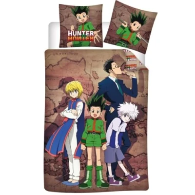 Image de Aymax Parure de lit Hunter x Gon Killua Kurapika Housse Couette réversible 140 200 cm et taie d&#039;oreiller 65 Multicolore 100% Coton