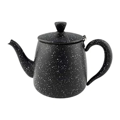 Image de Café Olé Théière de première qualité en acier inoxydable avec une boule à thé intégrée fini granit noir, 35oz PT 035BG
