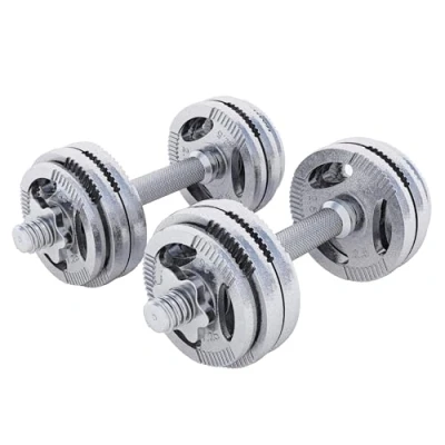 Image de GORILLA SPORTS® Set d&#039;Haltères Courts 30kg, Ensemble Disques Poids avec 2 Barres Ø 30mm, Antidérapant, 4 Fermeture Étoile, Fonte, Argent/Noir Kit Haltère Musculation, Dumbell Gripper, Fitness, Gym
