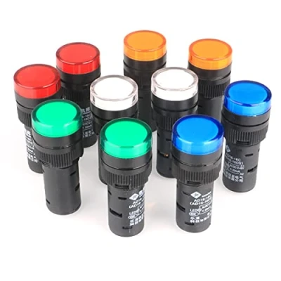 Image de GUUZI 12V/24V 20mA Voyant LED à économie d&#039;énergie Trou de Montage Taille 16mm Vert/Jaune/Rouge/Bleu/Blanc (10 pièces)