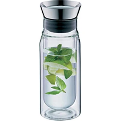 Image de m en verre à double paroi borosilicate, versement automatique, passoire intégrée, couvercle amovible, lavable au lave vaisselle, carafe isotherme