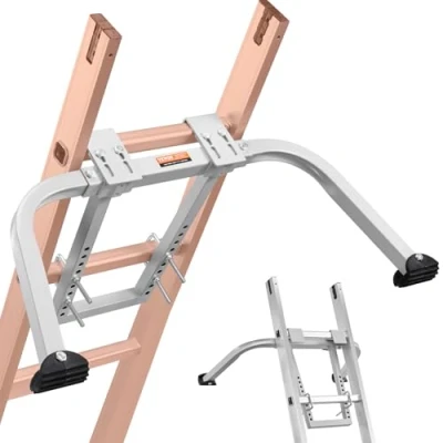 Image de VEVOR Stabilisateur d&#039;Échelle de Toit Acier au Carbone avec Accessoires, Pieds Caoutchouc Antidérapants, Capacité Charge 150 kg, Compatible Différentes Formes d&#039;Échelles pour Gouttière