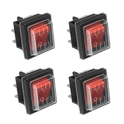 Image de JINXM 4Pcs Interrupteur à Bascule lumière Rouge ON/OFF Avec Couvercle étanche Largement Utilisé Dans Divers Types D&#039;appareils électriques