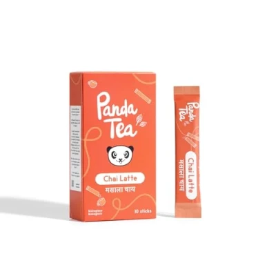 Image de Panda tea Chai Latte bio en Sticks Masala Poudre Sans Sucre 10 15g Thé Noir &amp; Épices : Clou de Girofle, Cardamome, Cannelle, Gingembre Digestion Energie