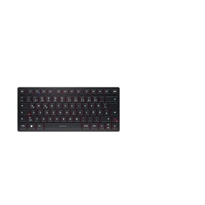 Image de CHERRY KW 9200 MINI, Clavier compact multi appareils jusqu’à 4 différents, Disposition allemande (QWERTZ), connexion par Bluetooth, technologie radio ou filaire, Noir
