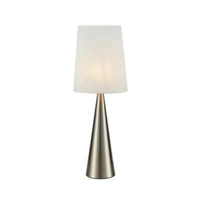 Image de Markslöjd Lampe à poser Conus avec abat jour blanc cassé, nickel
