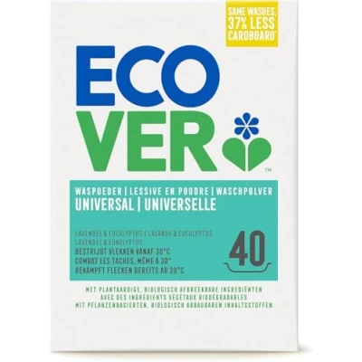 Image de Ecover lessive universelle concentrée lavande (3 kg/40 lavages), complète avec ingrédients à base de plantes, poudre pour un linge blanc naturel et profond