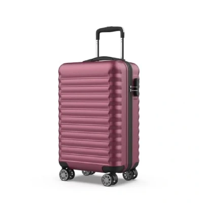 Image de NUMADA Valise Cabine Upfly 20&#039; ABS (53x33,5x22cm) avec Fermeture à Combinaison et 4 roulettes Doubles 360. Bagage Rigide résistante légère intérieur compartimenté Bordeaux