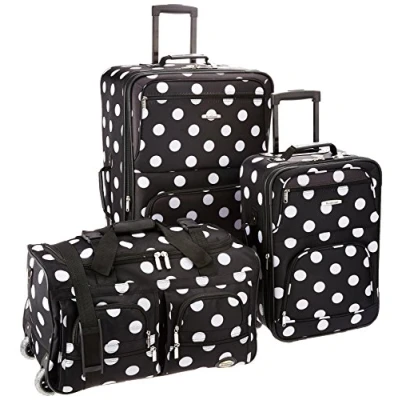 Image de Rockland Lot de 3 valises Transparentes, BlackDot, Taille Unique, Melbourne Valise Rigide Extensible à roulettes pivotantes