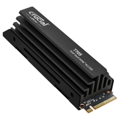 Image de Crucial T705 SSD 2To PCIe Gen5 NVMe M.2 Interne Gaming avec Dissipateur Premium, jusqu’à 14.500Mo/s, Microsoft DirectStorage, Rétrocompatibilité 4.0 CT2000T705SSD5