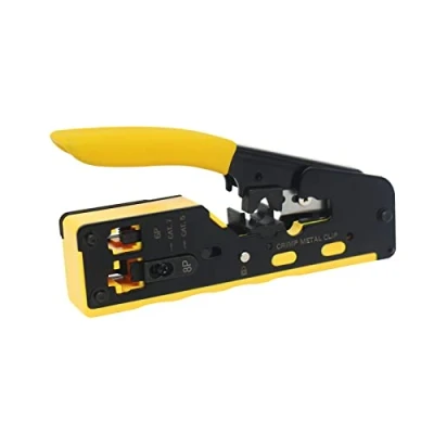 Image de YIOVVOM Pince à sertir RJ45 pour connecteurs RJ11/RJ12 standard (pince dénuder jaune)