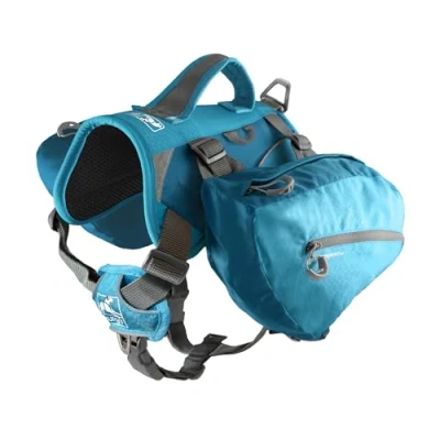 Image de Kurgo Sac à Dos pour Chien Baxter, Sacoche de Harnais avec 2 Poches latérales la randonnée, Convient aux Chiens 23 50 kg (L), Bleu