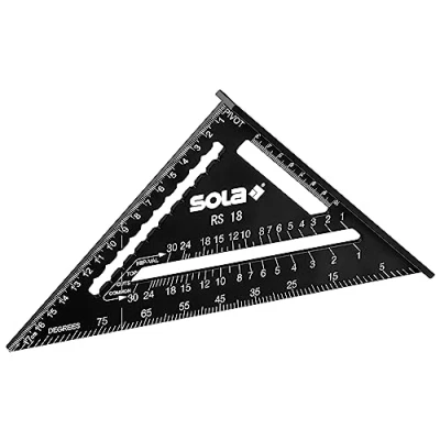 Image de SOLA Équerre de charpentier RS 18 5 en 1 butée cm menuisier robuste aluminium avec échelle métrique angle multifonctionnel : règle, équerre butée,
