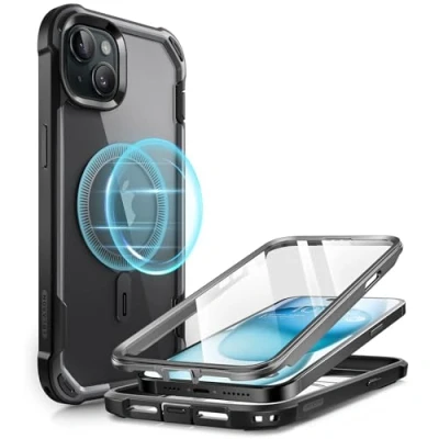 Image de i Blason AresMag Coque pour iPhone 15/iPhone 14/iPhone 13 [6,1&quot;, Compatible avec MagSafe, intégrale Antichoc Protecteur d&#039;écran intégré (Noir)