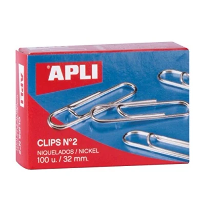 Image de APLI Lot de 100 pinces à papier nickelées N2 32 mm