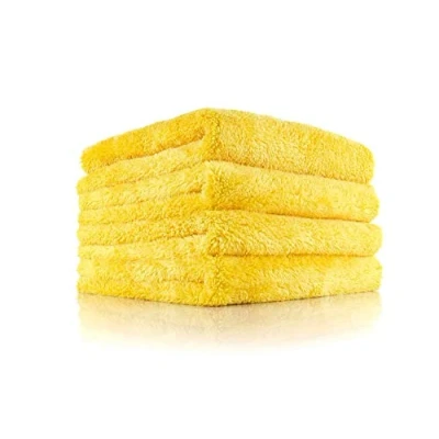Image de The Rag Company Eagle Edgeless 500 Serviettes coréennes Professionnelles 70/30 en Microfibre, Tissage Circulaire, g/m², 40,6 x cm, doré (Lot de 4)