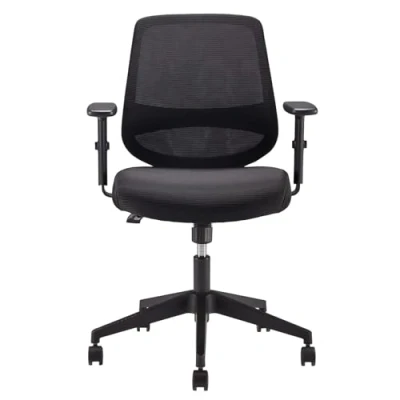 Image de Amazon Basics Chaise de bureau réglable à dossier mi hauteur en maille rembourrée, avec accoudoirs et soutien lombaire, 63,5 x 58 91 cm, Noir (Anciennement marque Movian)