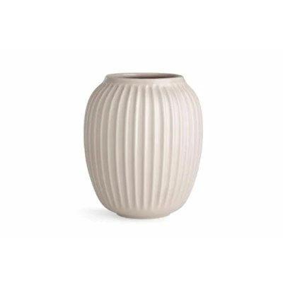 Image de Kähler Hammershoi Vase en Porcelaine avec rainures, Moderne, Rond, ventru, Design scandinave pour Fleurs, Rose, 21cm