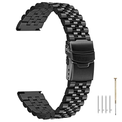 Image de Super 3D Bracelet montre 20mm Libération rapide ingénieur Vis de sangle rechange Liens fixes Bracelets noirs avec boucle déployante