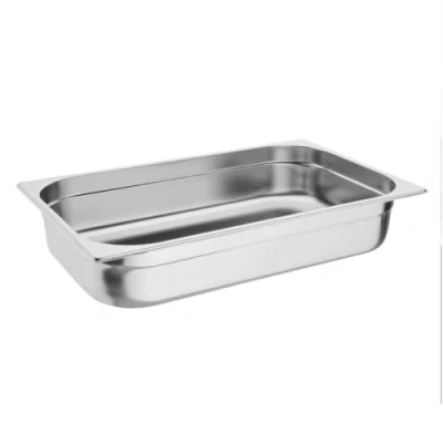 Image de Vogue Bac Gastronorme 1/1, Inox, Profondeur : 100 mm, Capacité 13,5 litres, Récipient de conservation des aliments chauds et froids, Compatible Bain Marie, Couvercle vendu séparément, K923