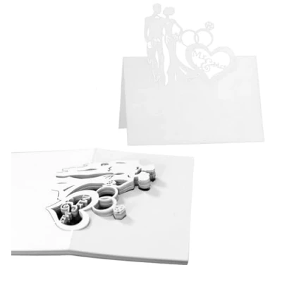 Image de Greyoe marque place mariage, 50 cartes de nom mariage blanches en papier nacré, numéro siège creuses pour mariages, fêtes, banquets