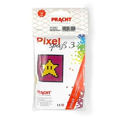 Image de Pixel P90028 00505 Kit de bricolage amusant étoile pour enfants, image pixelisée sur plaque base, système d&#039;enfichage simple avec pierres en bioplastique, sans repassage ni collage
