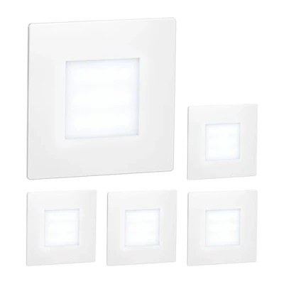 Image de ledscom.de 5 pièces Lumière d&#039;escalier LED/lampe murale encastrée FEX pour l&#039;intérieur et l&#039;extérieur, carrée, 85 x 85mm, blanc froid