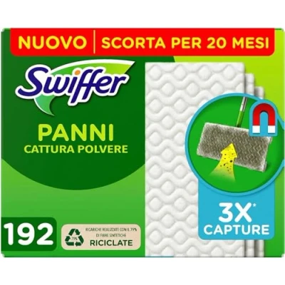 Image de Swiffer Dry chiffons capture de la poussière, 192 places, et piège poussière saleté, idéal pour les poils d&#039;animaux, tous types sols, maxi format, avec 79%