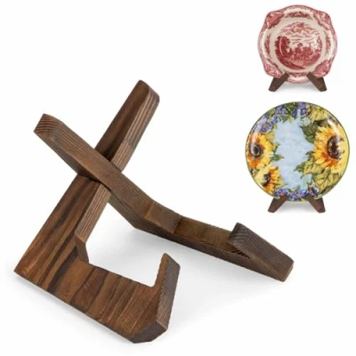 Image de ANBOXIT Support Assiette, Supports pour Bols de Présentation, 4,5 Pouces, en Bois, Grands Profonds, 15,2 x 13,6 11,6 cm (Pour &lt; 8,9 Profondeur)