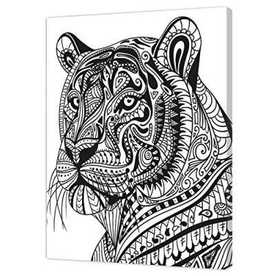 Image de Pintcolor 9109 Cadre avec Toile imprimée à colorer, Coton, Blanc/Noir, 40 x 50 3,5 cm