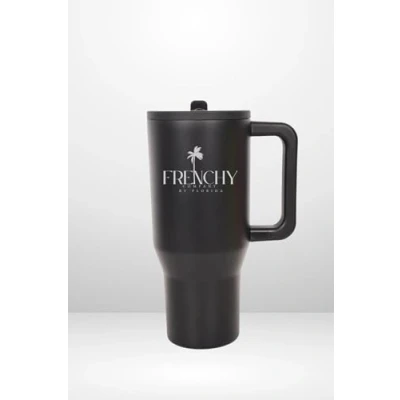 Image de Prestahome Gourde Mug Isotherme Etanche avec Paille rétractable de 887 ml, Froid et Chaud Pendant plusieurs heures Thermos Lavable au Lave Vaisselle Sans BPA (noir)