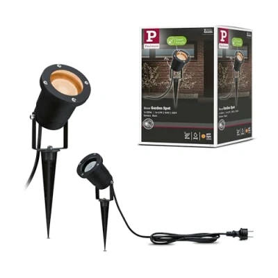 Image de Paulmann 94731 luminaire d&#039;extérieur LED proj. Jardin lumière dorée Respect Insectes IP65 92mm 2200K 4,3W 320lm 230V Noir métal GU10 Rond, 4.3 W