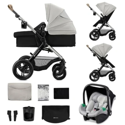 Image de Poussette 3 en 1 Combinée KINDERKRAFT MOOV2 XL avec Siège auto I size Grande nacelle Système de voyage Gris